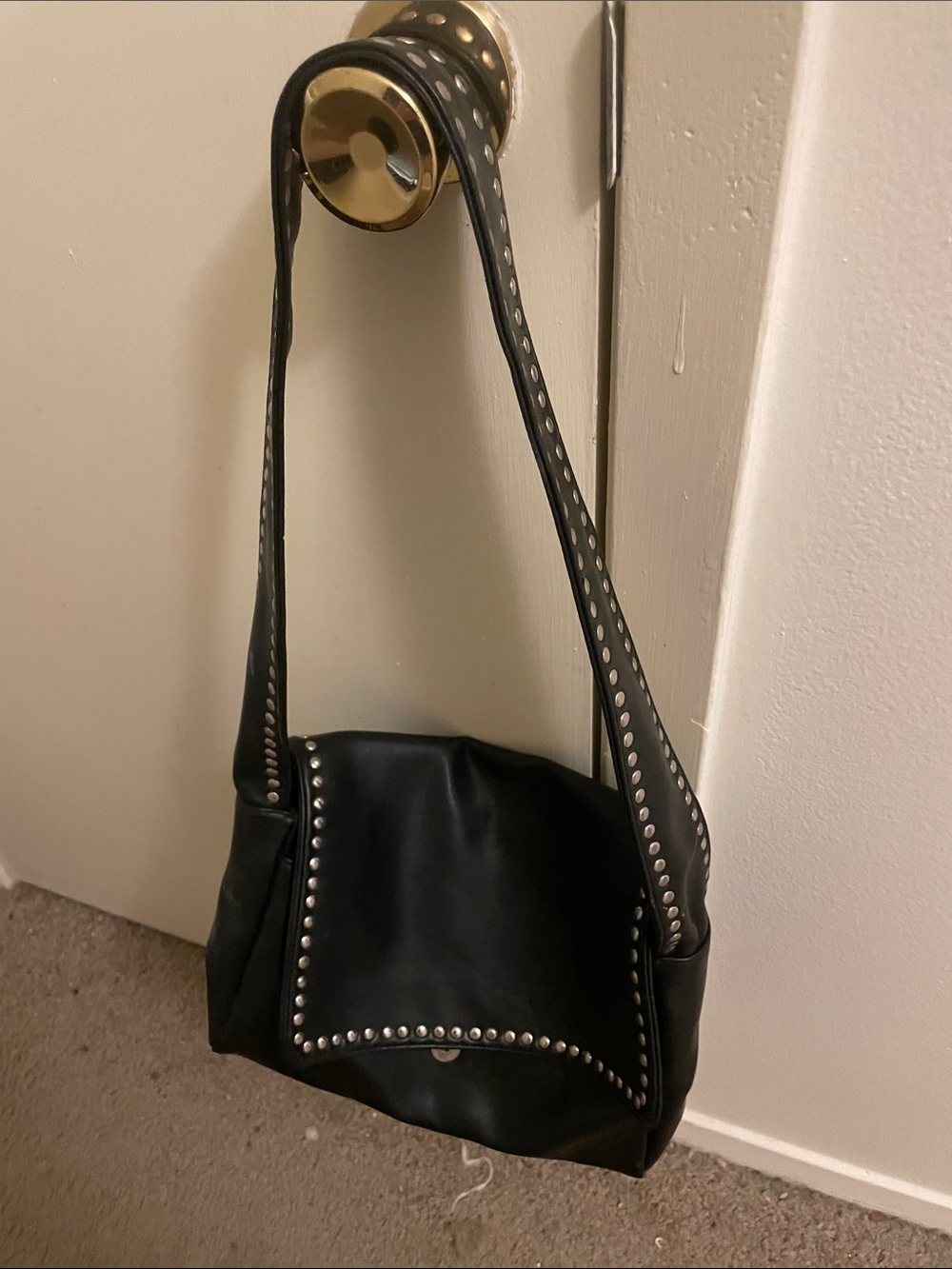 Nine West Black Studded Shoulder Bag leather